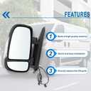 Left Driver Side Mirror Compatible with 2014-2026 Ram Promaster 1500/2500/3500 with Temperature Sensor turn signal light manual folding Without Power glass Replace#CH1320417 5VE99JXWAB(2+2Pins)