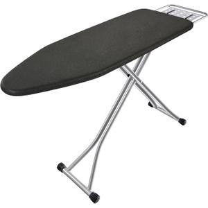 BKTD Ironing Board, Heat Resistant Cover Iron Board with Steam Rest, Non-Slip Foldable Ironing Stand. Heavy Sturdy Metal Frame Legs Iron Stand(13 * 34 * 53 Inches) (Silver Black)