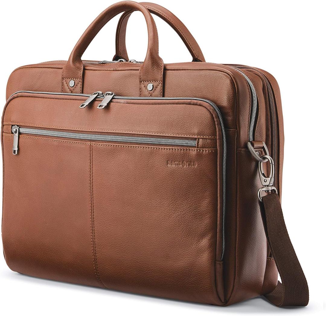 Samsonite Classic Leather Toploader Briefcase, 16. 0" X 12. 0" X 5. 0", Cognac