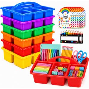 6 Pack Large Colorful Back-to-School Classroom Caddy