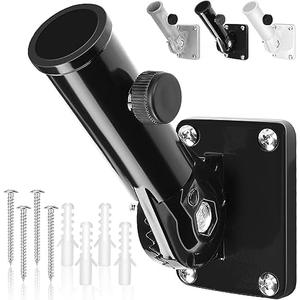 Flag Pole Holder, Outside House Flag Pole Bracket, Heavy Duty Metal Flag Pole Mount, Aluminum Alloy Mounting Brackets, Adjustable Outdoor Flag Holder- Strong Rust Free, Multi-Position 1 inch Black