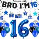 16th Birthday Decorations for Boys, Pre-Strung Bro I’M 16 Banner