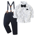 WESIDOM Baby Boy Clothes 0-18M Newborn Infant Gentleman Outfit, Shirt+Bowtie+Beret+Suspender Pant Baby boy Suit Clothing Set, 5-6 T