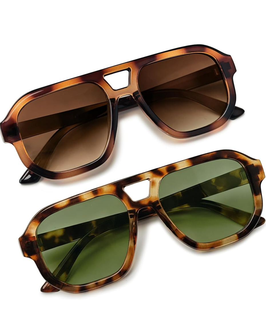 livho Trendy Polarized Square Aviator Sunglasses Women Men Square Eyewear Frame, Retro Sun Glasses for Women Men 2025 Shades