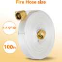 Upgraded Fire Hose 100 FT x 1-1/2" ID, NPSH/NPT Brass Couplings, Working Pressure 430 PSI, Burst Pressure 1300 PSI, (1.5 NPSH/NPT-100FT) Use in Firefighting