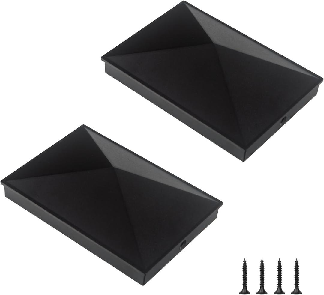4x6 Aluminum Post Caps, Pyramid Wood Post Cap Waterproof Fence Posts Cover Deck Corridors Mailbox 2 Pack
