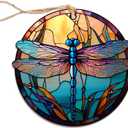 10 x Dragonfly Ornaments, 2D Flat Printed Christmas Ornaments Dragonfly Decor for Home, Dragonfly Christmas Tree Ornaments, Round Dragonfly Ornaments for Dragonfly Lover 3.5 Inches