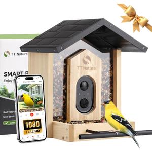 TT Nature Bird Feeder with Camera, Upgraded Smart Bird Feeder Al Identify for 10000 Species, Auto Capture & Real-time Notifications, Ideal Gift for Chirstmas