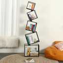 Book Shelf 5 Tier, Black Metal Bookshelf 67 Inch, Narrow Corner Bookcase Skinny Bookshelves for Bedroom, Living Room, Office, Home Decor (5 Tier (67'' 18.11''8.86))