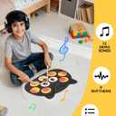 Electric Drum Set for Kids, 9 Pad Roll-up Drum Kit with Built-in Speaker, MIDI, Drum Pedals and Sticks 10 Hours Playtime, Christmas Birthday Gift for Kids 3-14 Years Old -RVONE RED30