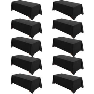 VidaFete Table Cloth 10 Pack 90 * 156inch Rectangle Tablecloth Polyester, Stain Wrinkle Resistant Polyester Dining Table Cover for Kitchen Dinning Party Wedding Rectangular Tabletop Decoration(Black)
