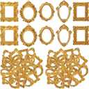 Vicenpal 60 Pcs Mini Gold Picture Frames Vintage Resin Tiny Photo Frame Antique Miniature Mini Vintage Picture Frame for Jewelry Display DIY Nail Photography Home Hotel Wedding Christmas Tree Decor