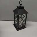 Lanterns Decorative Indoor, 14" Battery-Powered Waterproof Black LED Candle Lanterns with Timer for Patio & Outdoor, Vintage Hanging Lantern for Xmas Home Decorations, Diamond