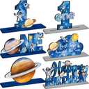 6 Pcs First Trip Around The Sun One Letter Sign Outer Space Table Centerpiece Wooden Outer Space 1st Birthday Party Decorations Planets Solar System Theme Party for Boy Baby Shower Photo Props