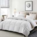 Serta Goose Feather Down Fiber Cotton Comforter King Size - 100% Cotton Duvet Insert - Hotel Luxury Hypoallergenic Bedding Comforter All Season Medium Warmth 106 x 90 Inch White