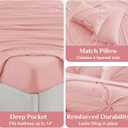 JOLLYVOGUE Queen Comforter Set 7 Pieces - Bed in a Bag Queen for All Season, Pintuck Bedding Comforter Sets with Comforter, Flat Sheet, Fitted Sheet and Pillowcases & Shams, Pink
