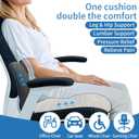 Memory Foam Seat Cushion,Office Chair Cushion with Lumbar Support for Back Pressure Relief, Car Seat Cushion with Adjustable Strap,Sciatica Pad Cushions for Car,Truck, Desk,Gaming Chair, Black Grey