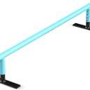 AUH Skateboard Ramp Grind Rail 55 inch Round Skate Rail for for Scooters, Skateboards & Inline Skates, Adjustable Height, Blue