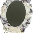 DUANYAN Marble Vintage Makeup Mirror with Stand, Oval Antique Vanity Mirror for Dresser, Baroque Tabletop Mirror for Bedroom/Living Room/Desk, 2-in-1 Mirror & Tray (12.8'' x 9.8'' Calacatta Viola)