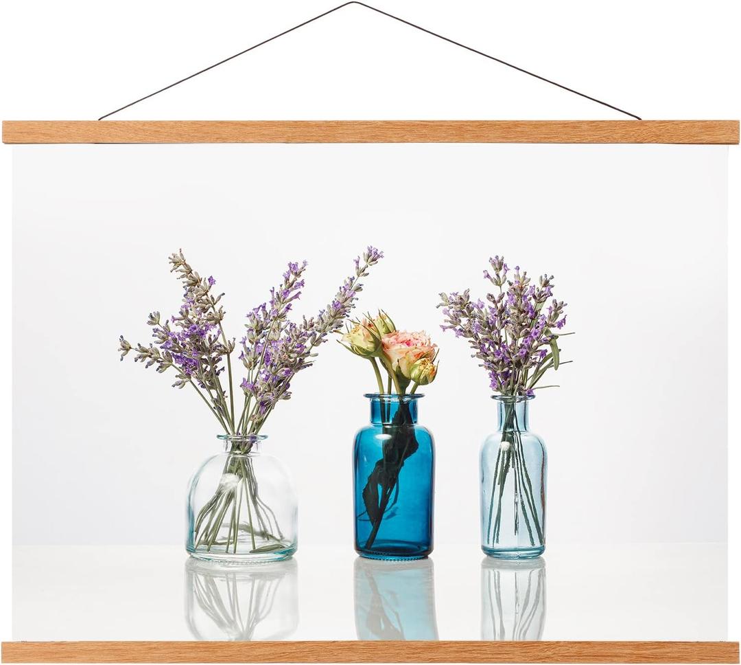 FALAMON Magnetic Poster Hanger Frame, 22x34 22x28 22x14 Teak Wood Magnet Poster Frame for Posters, Prints, Photos, Pictures, Maps, Scrolls, and Canvas Artwork (22L" x 0.7W")