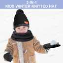 JaGely 12 Pieces Kids Winter Hat Glove Scarf Sets Thick Fleece Knitted Beanie Touchscreen Warmer Gaiter for Boys and Girls (Black)