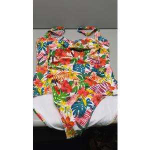 Eomenie Women One Piece Tummy Control Swimsuit Halter Scallop Trim Bathing Suits 1 Piece Vintage Ruched Slimming Swimwear Size XL