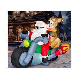 JOIEDOMI 7 FT Long Christmas Inflatables Outdoor Decorations, Inflatable Santa Riding Motorcycle with Reindeer, Blow Up Yard Decoration with Build-in LED for Xmas Party Outdoor Yard Garden Lawn Décor