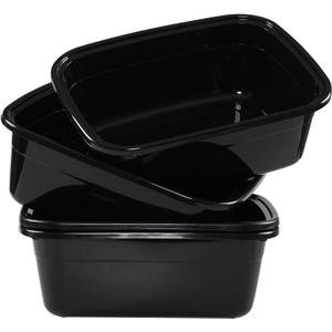 4-Pack 12 Quart Plastic Wash Basins, Black Dish Pans