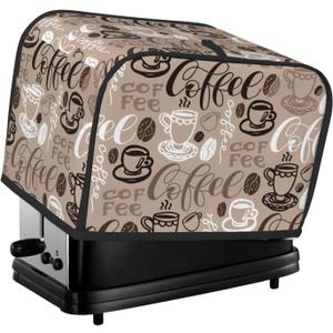 Brown Coffee Pattern 2 Slice Toaster Cover, Waterproof Toaster Dust Cover Bread Maker Protective For Small Kitchen Appliance Dining Room Home Table Decor Gifts