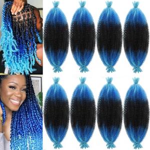 8 Packs Springy Afro Twist Hair 12 Inch Marley Twist Braiding Hair Ombre Blue Marley Hair for Black Women Short Marley Twists Hairstyles Kinky Braiding Pre Stretched