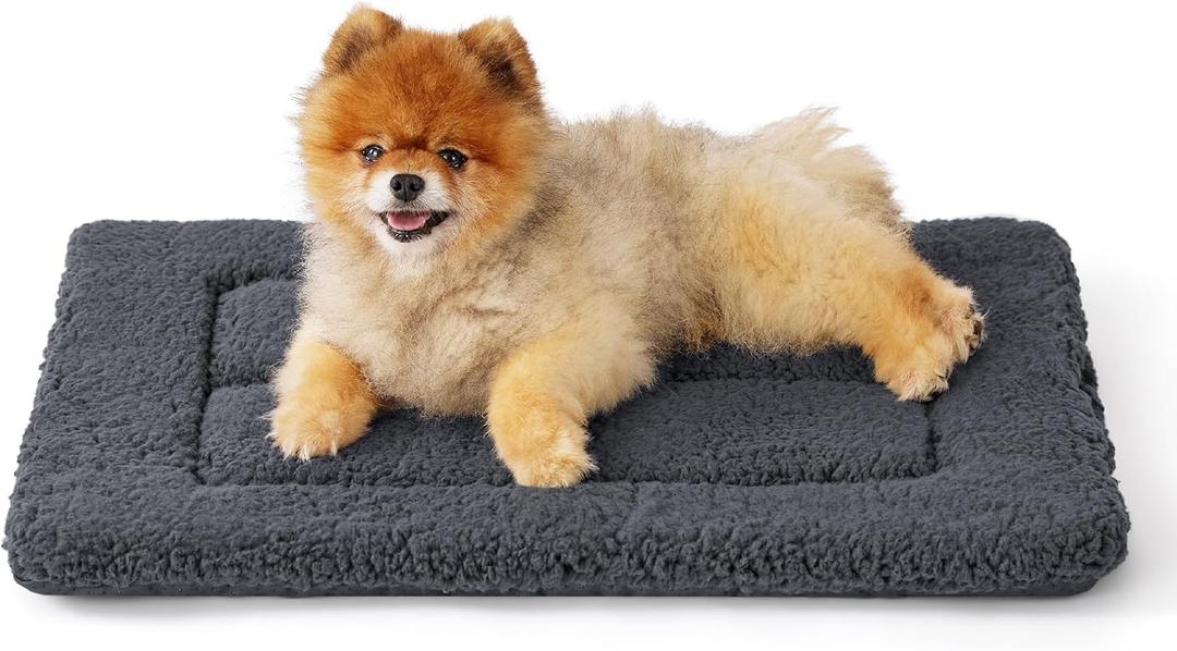 Bedsure Washable Dog Crate Bed for Small Dogs, Soft Foam Floor Pet Mat, Versatile Lightweight Pet Crate Pad for Cages (24x18 in, Grey)