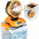 25L Portable Misting Fan, 30000mAh Rechargeable Battery Powered Oscillating Cooling Fan, Outdoor Fans for Camping, Patio, Adjustable Base for 10-13in Water Tank (Bucket Included)