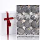 12PCS Velvet Glitter Christmas Ball Ornaments, 3.15 Inches Luxury Christmas Decorations, Elegance Modern Hanging Ornaments for Xmas Tree, Party, Wedding, Home Decor (Gray) (Grey)