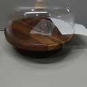 Acacia Wood Cake Stand with Lid, 6-in-1 Multifunctional Cake Plate, Cake Holder, Serving Tray, Fruit Platter, Salad Bowl, Dessert Table Display & Acrylic Cake Dome Cover