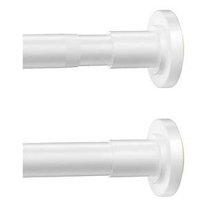 White Shower Curtain Rod,1 Inch Diameter Stainless Steel Adjustable Spring Tension Rods 32 to 80",with Holders,Anti-Slip,Curtain Rods No Drilling(1 Pack)