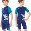 Goldfin Kids Wetsuit for Girls Boys, 2mm 3mm Toddler Shorty Neoprene Front Zip Wet Suits Keep Warm for Water Sports Surfing Snorkeling Swimming 6