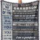 Grandson Gifts from Grandma Grandpa, Grandson Blanket from Grandmas 60"x50", Grandsons Graduation Gift, Christmas Birthday Gifts for Grandsons