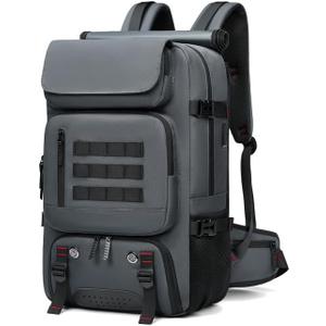 Men Travel Backpack Waterproof 17 Inch Business Laptop Backpack With Separate Shoe Bag USB Charging Port 50L Outdoors Trekking Backpack Hiking Camping Backpack Grey