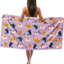 Cute Cat Beach Towel, Purple Cats Sand Beach Towels Gifts for Cat Lovers Kids Girls Women, Funny Cats Quick Dry Bath Pool Towels for Bathroom Swim Travel, Kids Bathroom Decor, 30x60 in