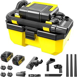 Cordless Shop Vac,3000W Brushless Motor,2x4.0Ah Battery Powered Shop Vac - 3-in-1 Wet Dry Vacuum Wet and Dry with HEPA Filter,Shoulder Strap & Accessory Storage Holder,Portable for Garage,Workshop,Car