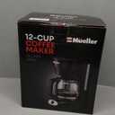Mueller 12-Cup Drip Coffee Maker - Borosilicate Carafe, Auto-Off, Reusable Filter, Anti-Drip, Keep-Warm Function, Clear Water Level Window Coffee Machine, Kitchen Essentials & Accessories (Black)