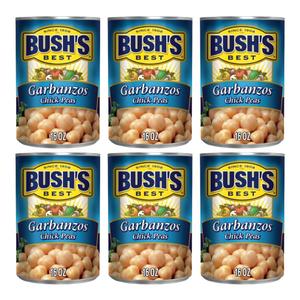 BUSH'S BEST Garbanzos Chick Peas, 16oz (Pack of 6), BBD 10/2026