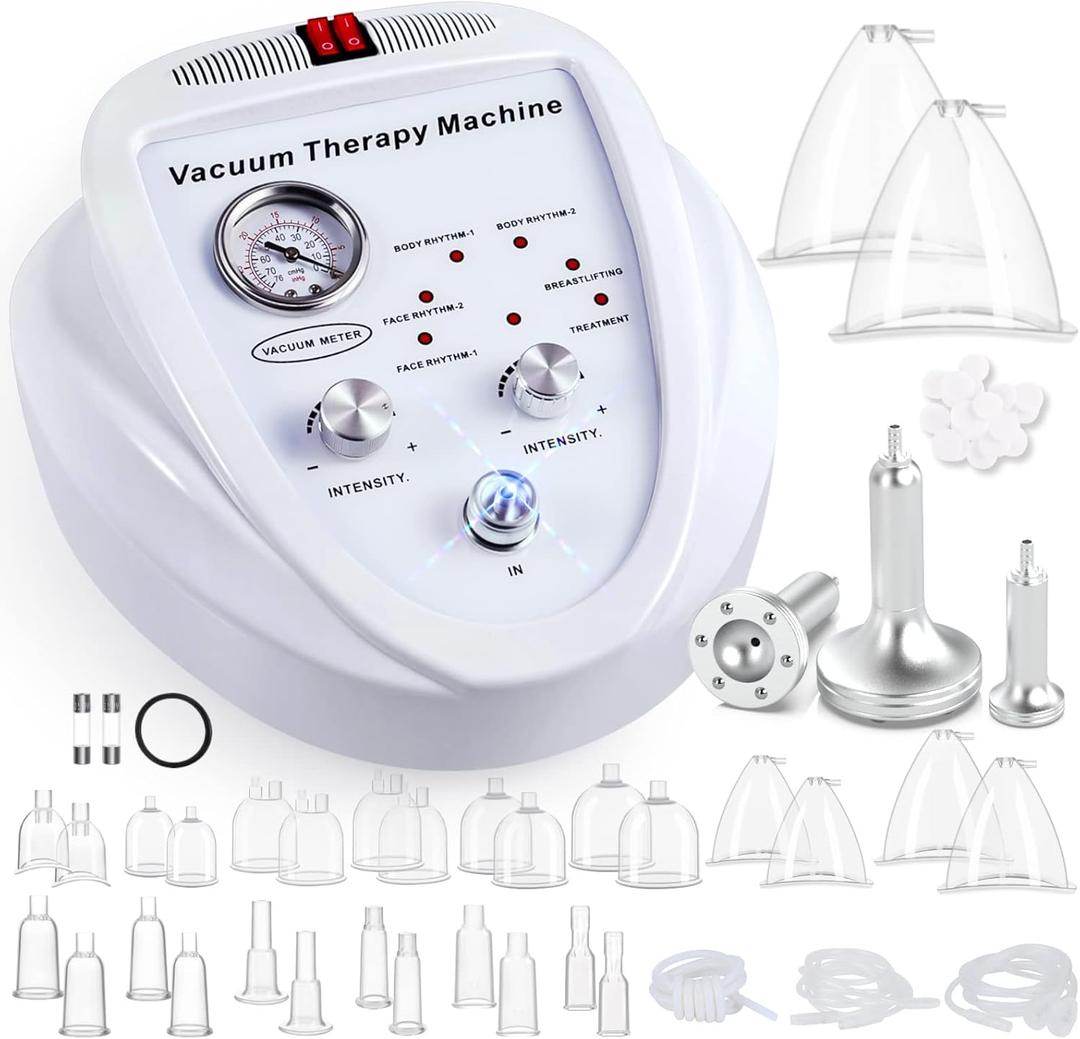TwoWin Multifunctional Vacuum Therapy Machine, Cupping Therapy Sets, Cupping Scraping Body Shape Massager Adjustable Suction and 6 Modes with 30 Cups and 3 Pumps