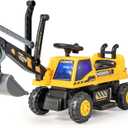 HONEY JOY Ride on Excavator, 6V Battery Powered Ride on Construction Vehicles for Kids, Under Seat Storage, Music, Rotatable Seat, Kids Digger Loader, Bulldozer Ride on Toy, Gift for Boys Girls