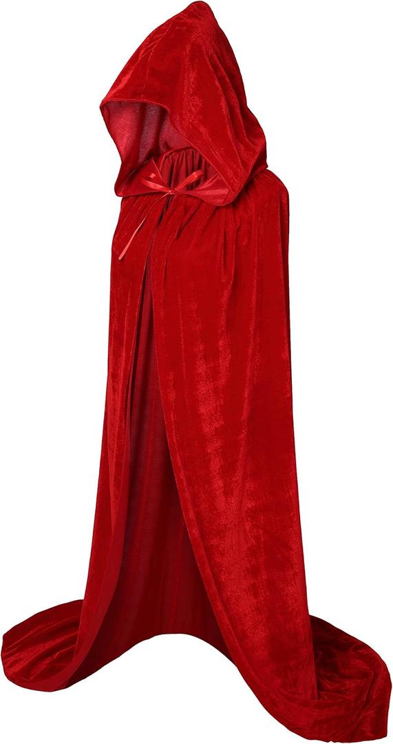 VGLOOK Unisex Adults Hooded Cloak Velvet Cape for Halloween Cosplay Costumes (Large, Red)