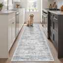 Soalmost Runner Rug 2x5 Washable Non-Slip Kitchen Runner Rugs for Bathroom Laundry Room Grey Vintage Floor Carpet Runners for Hallway Entryway