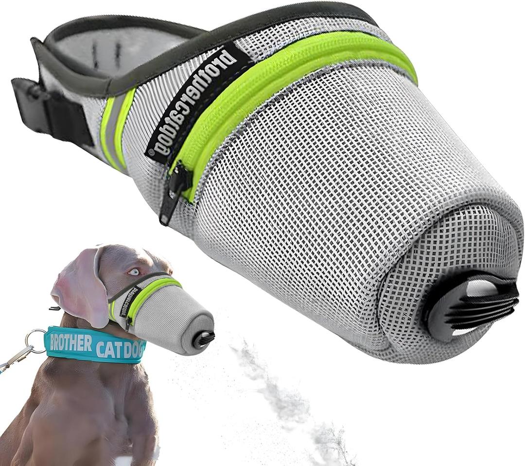 2 x Dog Muzzle, Soft and Adjustable Multi-Layer Filter Nose and Mouth Mask, Breathable Breathing Muzzles for Large, Medium and Small Sized Dogs (Gray, Large)