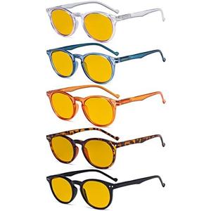 Eyekepper 5-Pack Oval Round Spring Hinges Eyeglasses Includes Sunglasses