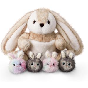 Niuniu Daddy 20" | 5Pcs Bunny Stuffed Animals Family Set, Mommy Rabbit Plush with 4 Babies Toys, Cute Large Body Pillow for Girls Boys Adults with Easter Birthday Party Presents