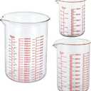 3 Piece High Borosilicate Glass Measuring Cup Set-V-Shaped Spout，Includes 250ml(8OZ), 500ml(16OZ), and 1000ml(32OZ) Glass Measuring Beaker for Kitchen or Restaurant, Easy to Read